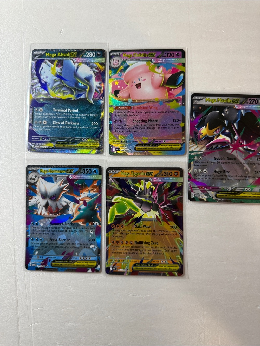 Pokemon Mega GX Holo Rare Card Lot - Blue, Pink, Black, Silver, Green